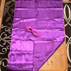 Purple Satin Wrap Cape Scarf Shawl with Mask